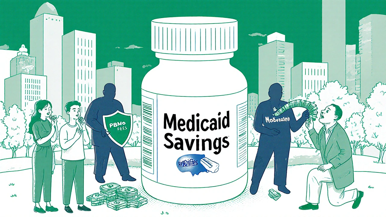 A giant generic pill bottle provides medicine to diverse people, while fees try to drain its savings.