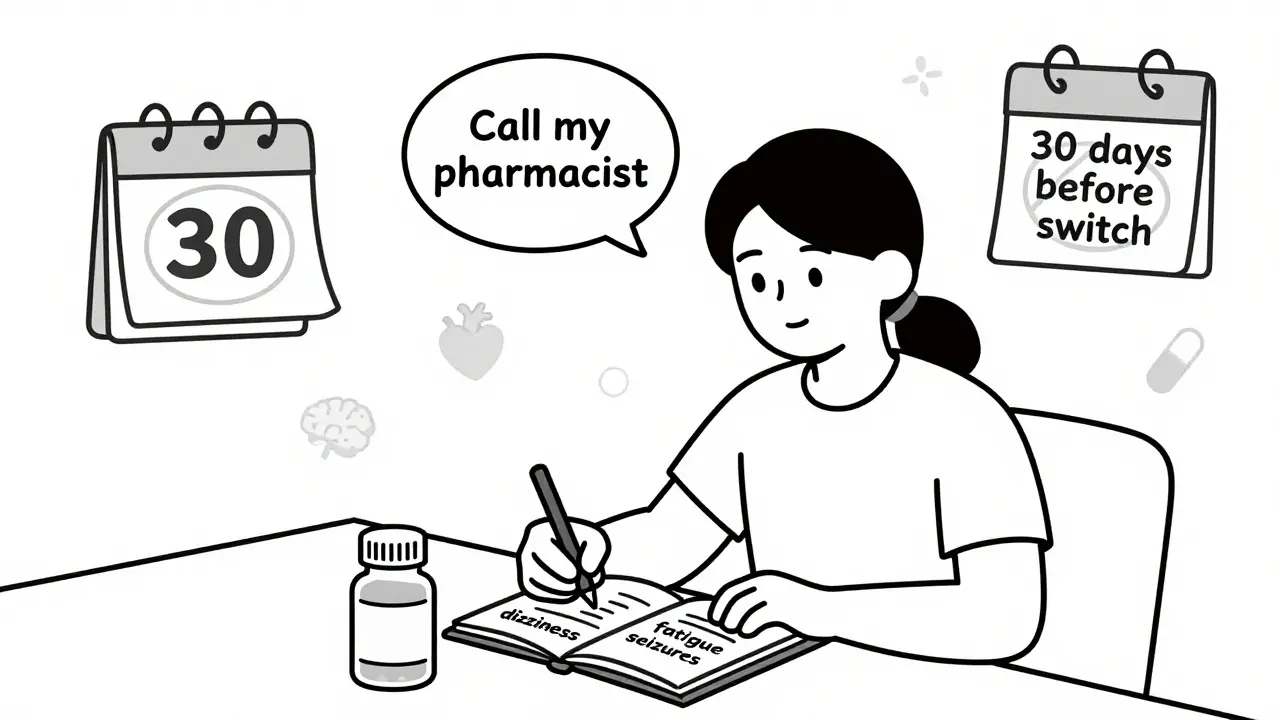 Person journaling symptoms and preparing for a drug transition at home