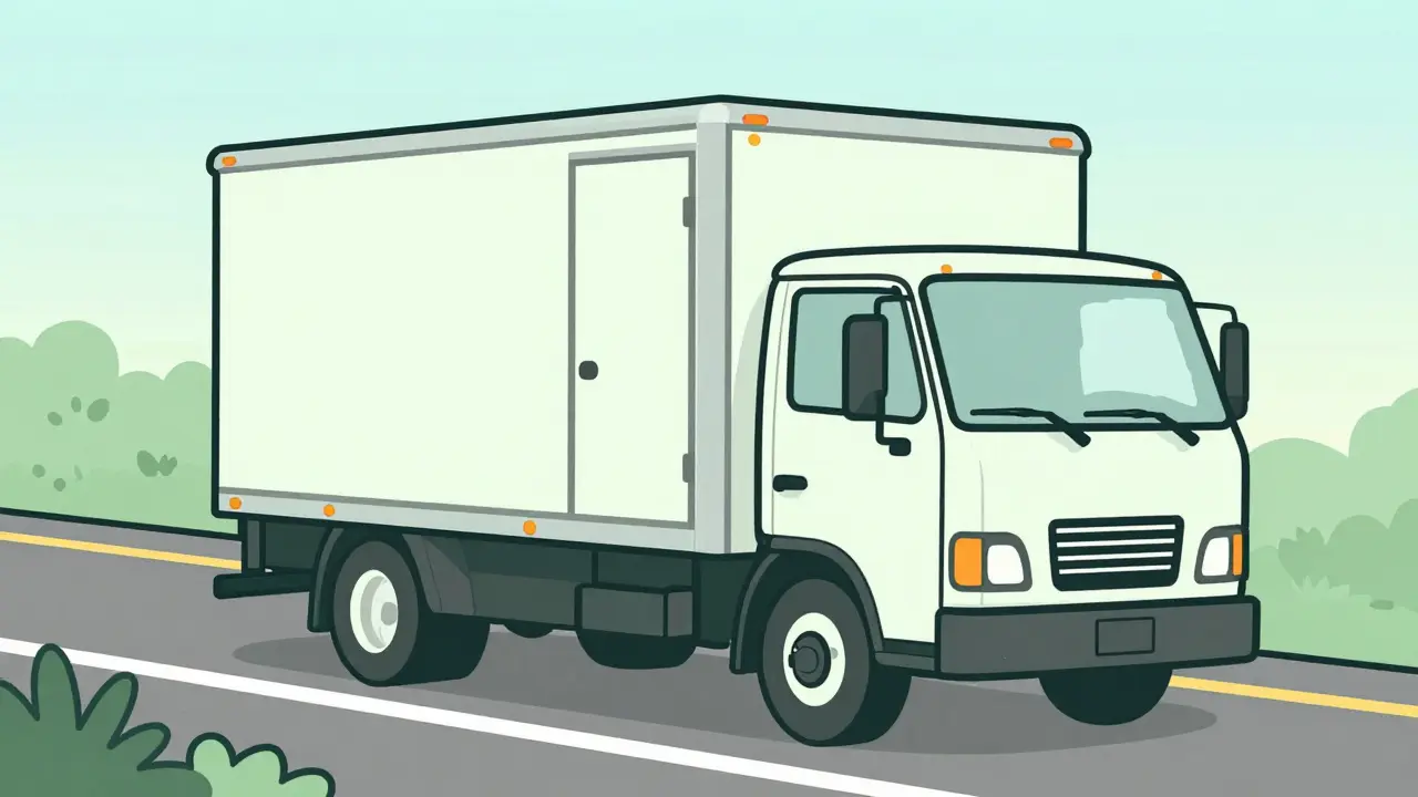 Refrigerated truck transporting generic drugs with GPS tracking.