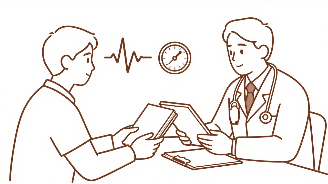 Patient sharing a health journal with a doctor