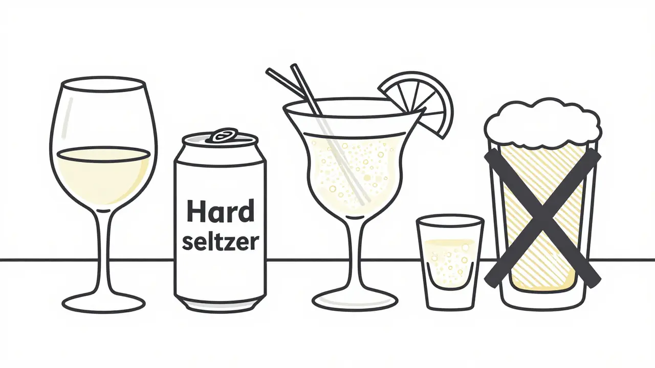 Safe vs unsafe alcoholic drinks for diabetics illustrated