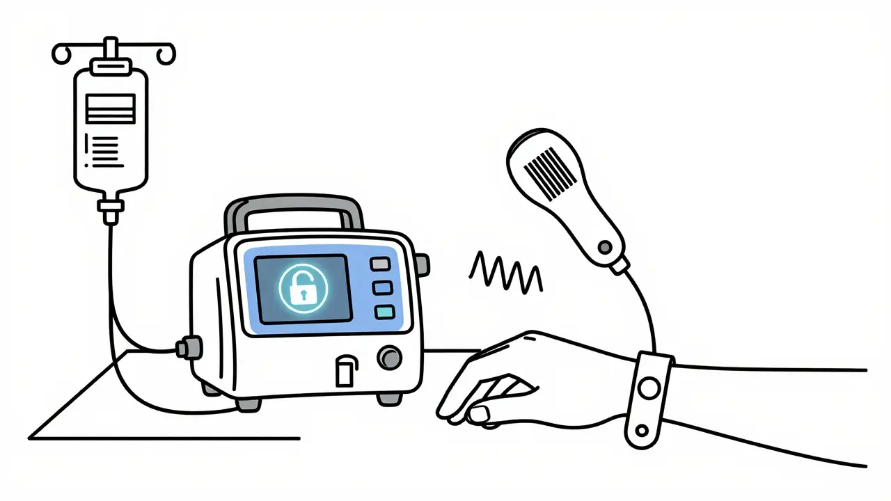 Smart infusion pump and barcode scanner ensuring safety