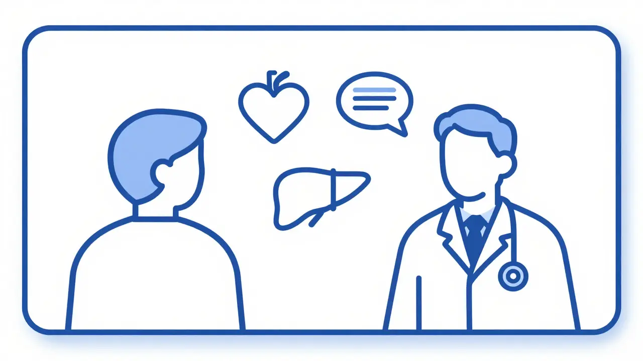 Monoline art of a virtual doctor-patient consultation with health symbols