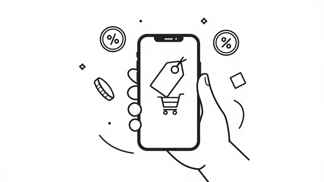 Smartphone displaying online drug price comparisons